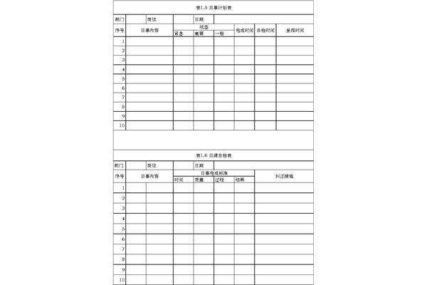 工作时间表格